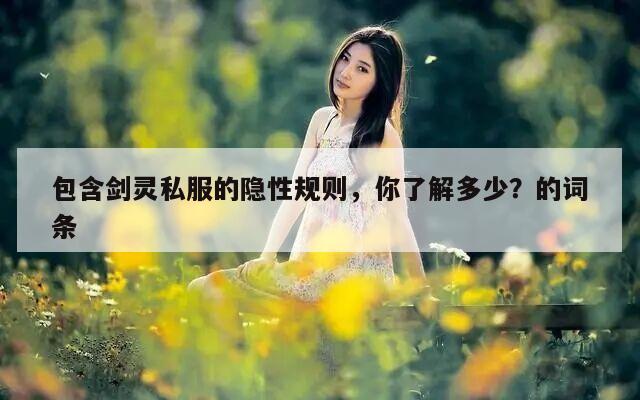 包含剑灵私服的隐性规则，你了解多少？的词条